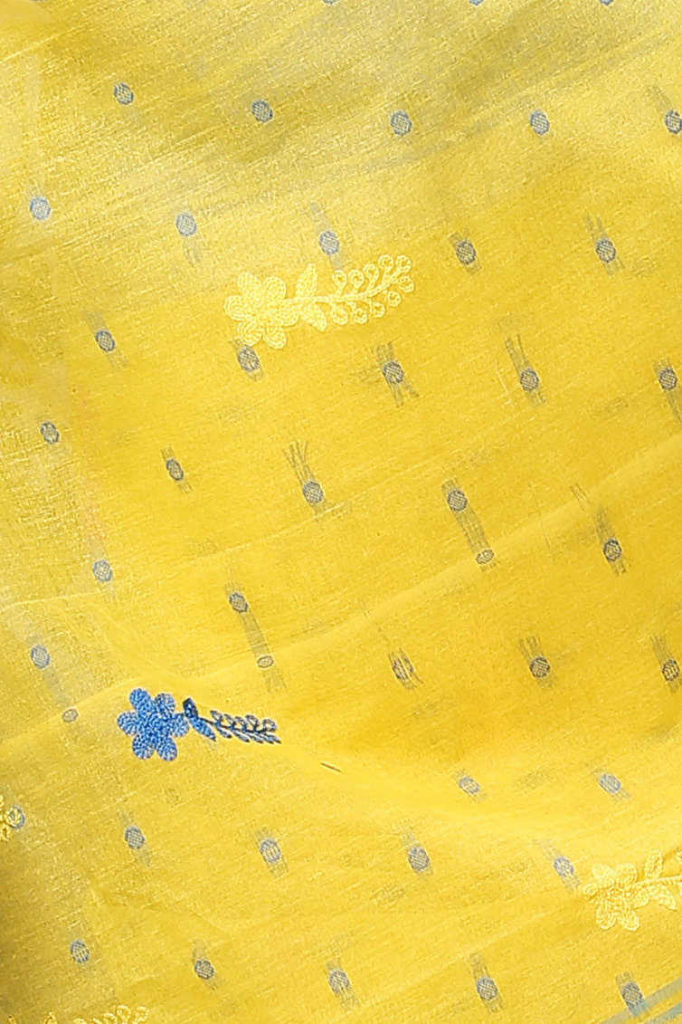 Light Yellow Pure Cotton Embi_Ganga_Buti Tant Embroidery (1003)